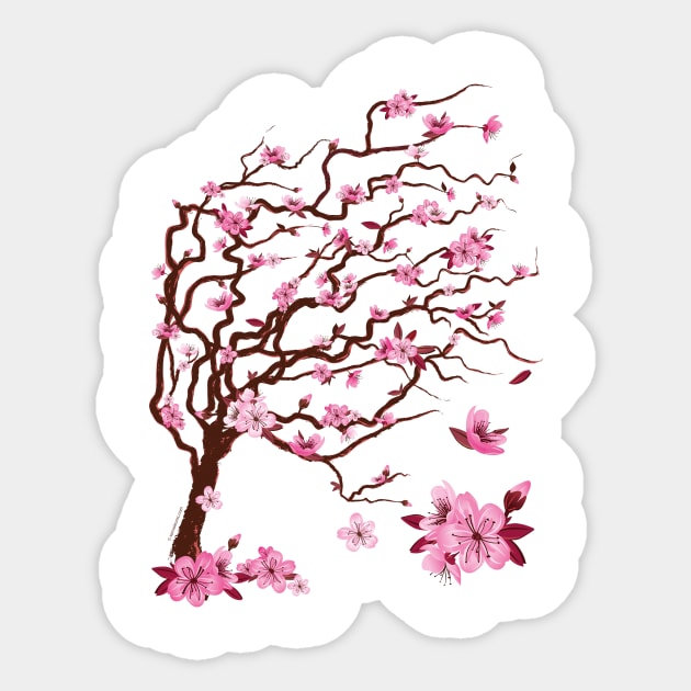 Japanese cherry tree with flowers Sticker by ImproveYourself